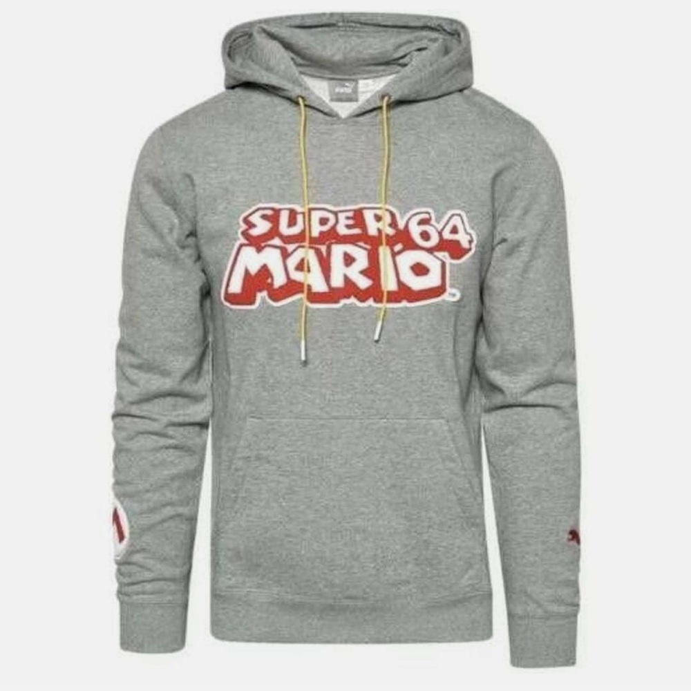 PUMA x Super Mario Crossover Nintendo Printing Sports Pullover Gray size large